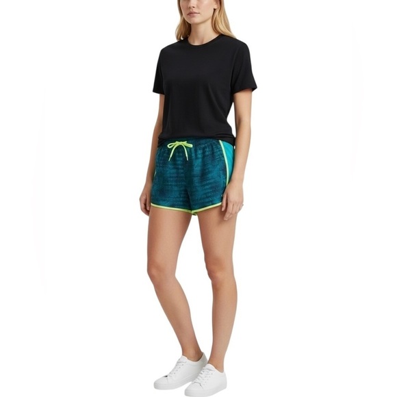 Danskin Now Pants - Danskin Now Blue and Green Printed Women's Shorts with side stripes XL